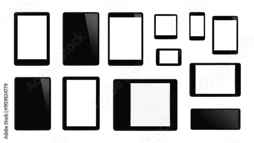 Set of multi device adaptation silhouettes with responsive layout shifts and screen variation elements