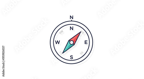 A simple compass illustration on a white background, perfect for navigation or direction themes