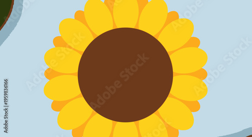 A vibrant and cheerful sunflower illustration with a stylized and simplified aesthetic
