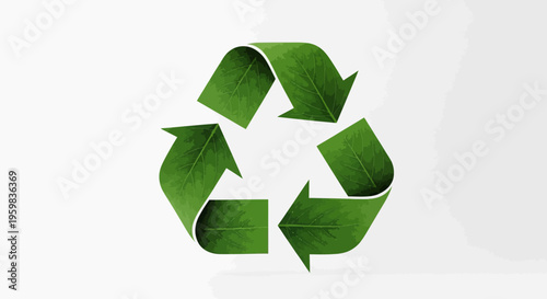Ecological emblem with leaf texture emphasizing nature and sustainable recycling processes