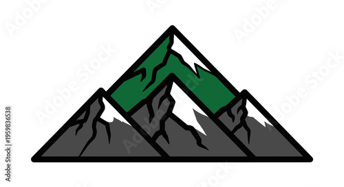 Minimalist Mountain Icon: Simple Graphic Depicting Peaks, Perfect for Branding and Design