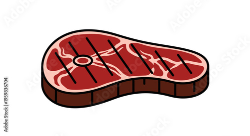 A stylized illustration of a grilled steak, perfect for culinary and food-related projects