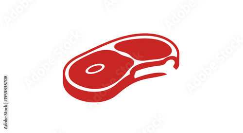 A stylized depiction of a red steak cut in an isometric perspective illustration