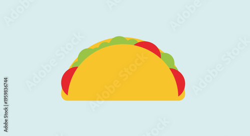 A vibrant and simple graphic illustration of a delicious and appetizing taco food