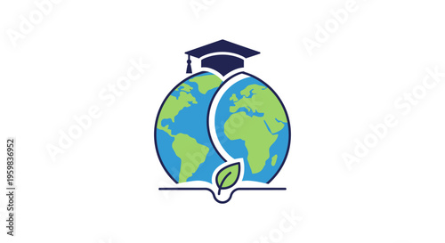 Global education and sustainable development concept logo illustration with a clean, simple design