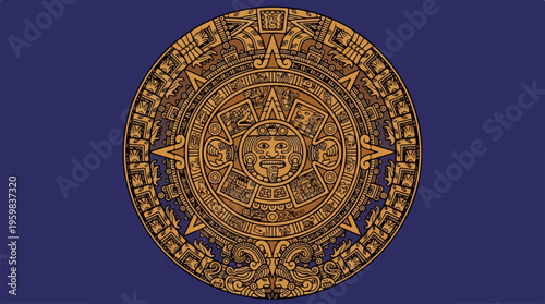 Aztec Calendar Stone Symbol.