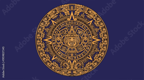 Aztec Calendar Stone Symbol.
