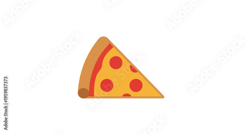 A single triangular pizza slice illustration featuring pepperoni and cheese over a white background