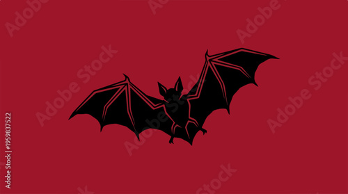 Black Bat Flying Silhouette Wings.