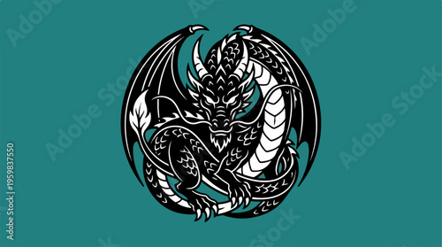 Black Dragon Mythical Creature.