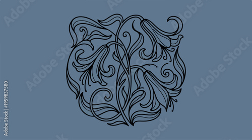 Black Floral Line Art Design.