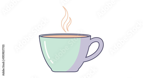 A soothing illustration of a steaming beverage in a charming, artistic cup design