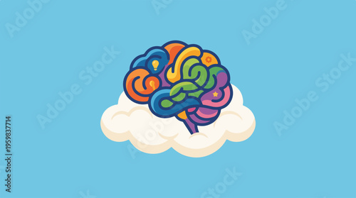 Brain on a Cloud Concept.