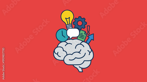 Brain with creative idea lightbulb.