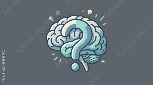 Brain with Question Mark Symbol.