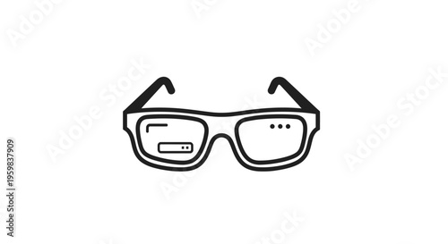 Minimalistic illustration of augmented reality glasses in a clean and modern style