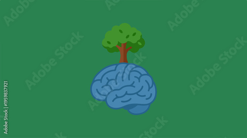 Brain with small green tree.