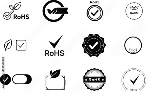 RoHS compliant icons and labels for environmental safety certification