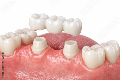 Wallpaper Mural Dental bridge placement over prepared teeth in realistic style. Ai generative Torontodigital.ca