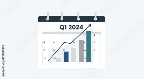 Flat minimalist illustration of corporate quarterly review