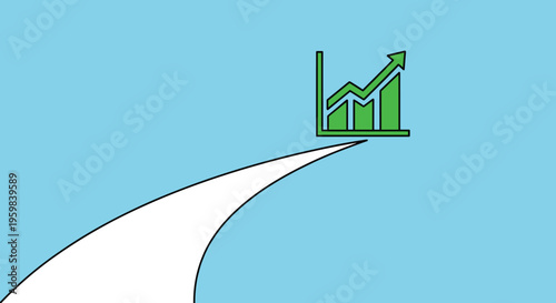 Flat minimalist illustration of corporate long term financial vision