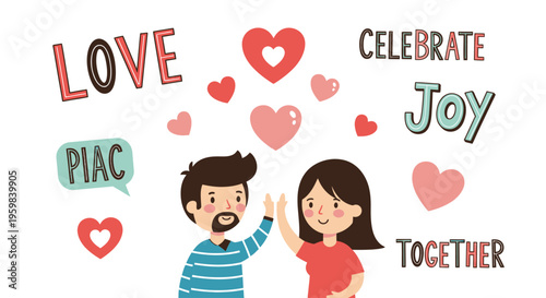 Happy couple high fiving together.