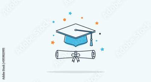 Graduation Cap and Diploma Certificate.