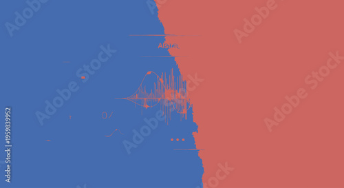 Blue and red color block design.