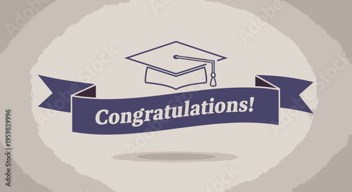 Graduation Cap Icon with Ribbon.