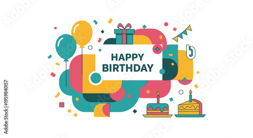 Colorful birthday celebration graphic design.