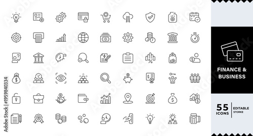 Business and Finance line icons set. Businessman outline icons collection. Money, investment, teamwork, Thin outline icons pack
