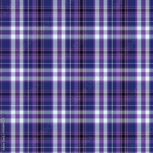 Purple blue tartan plaid seamless pattern, classic check textile fabric background