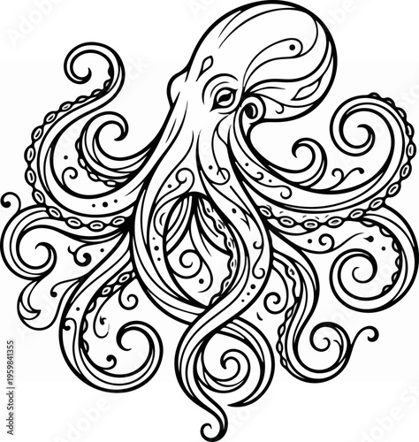 Detailed Octopus Tentacles Illustration.