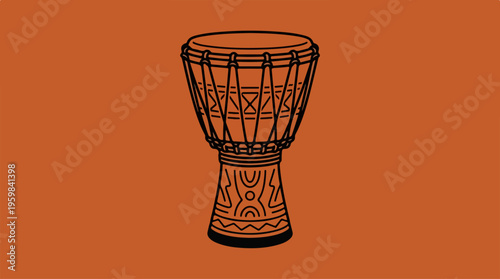 Djembe Drum Closeup Illustration.