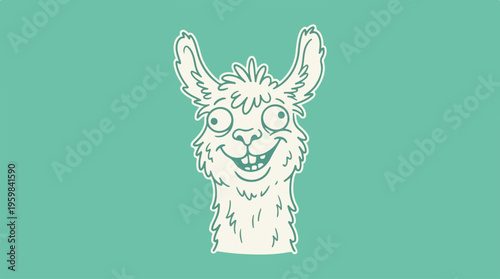 Funny Llama Cartoon Portrait.