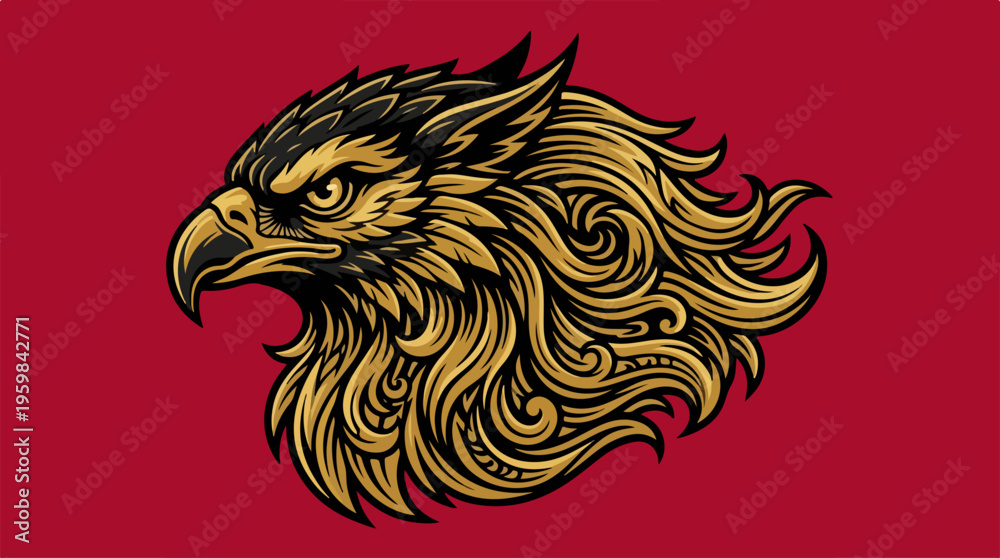 Fototapeta premium Golden Eagle Head Illustration.