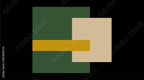 Geometric shapes in green.