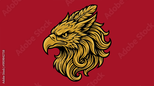 Golden Eagle Bird Head Illustration.