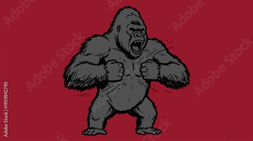 Gray Gorilla Cartoon Character.