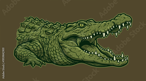 Green crocodile head illustration.