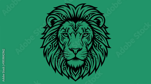 Green Lion Head Illustration.