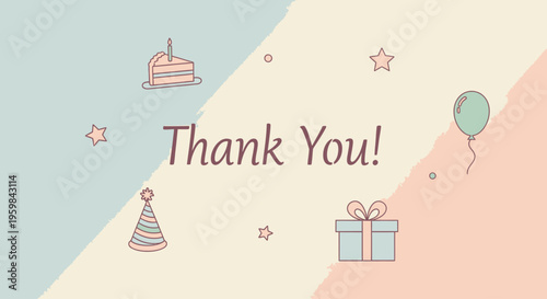 Colorful Party Celebration Thank You Card.