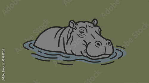 Hippo in the water swimming.