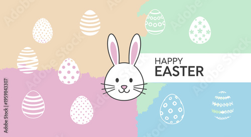 Easter bunny head with colorful eggs.