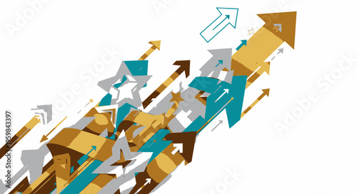 Colorful arrows pointing upwards quickly.