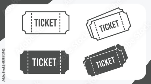 Ticket icon. Simple ticket illustration. Cinema, theatre, concert or event pass symbol isolated.