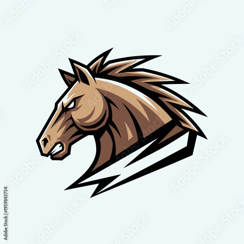 Powerful Horse Head Mascot Logo Design with Dynamic Energy.