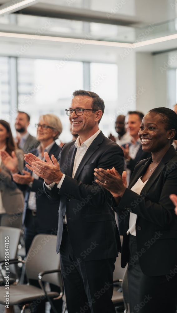 Obraz premium Formal Event Where Officials Honor Achievements Together, Business Leaders And Distinguished Guests Celebrate Accomplishments With Applause And Networking Opportunities During Daylight