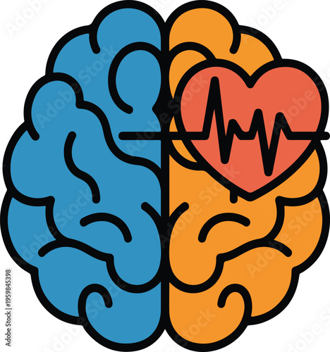 Brain and Heart Emotional Intelligence Concept