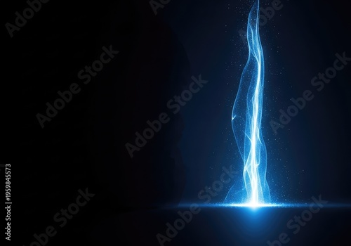 Ethereal light source emerging from deep shadow, visualizing an intangible force or spiritual existence manifesting itself, sublime, dimension, divine